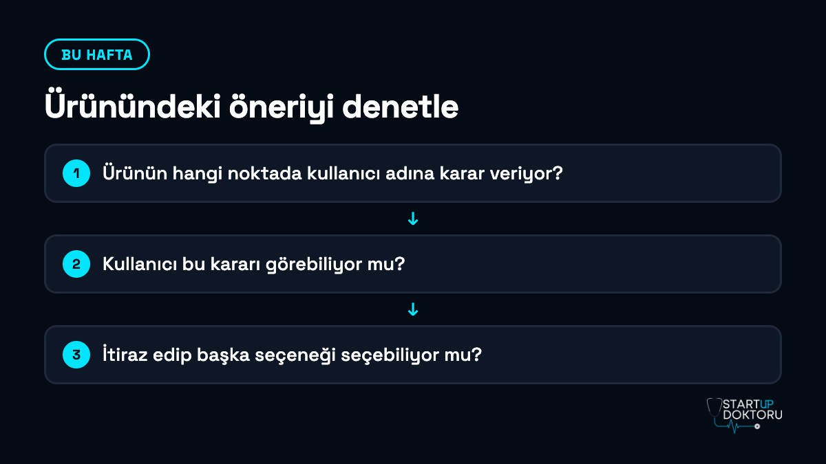 Ürünündeki öneriyi denetle